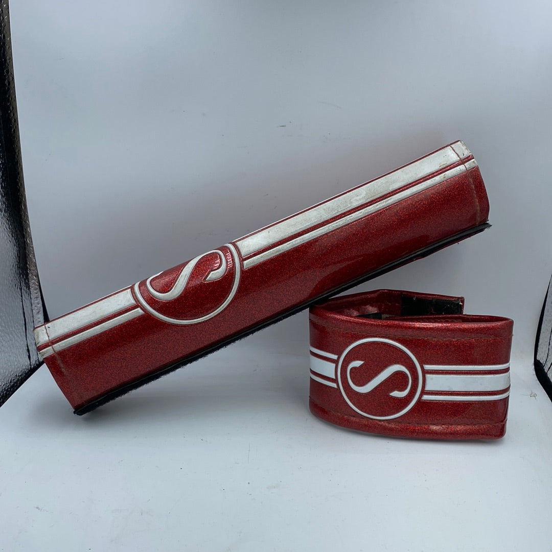 Mid School Schwinn Pad Set Red (Frame pad + stem pad)