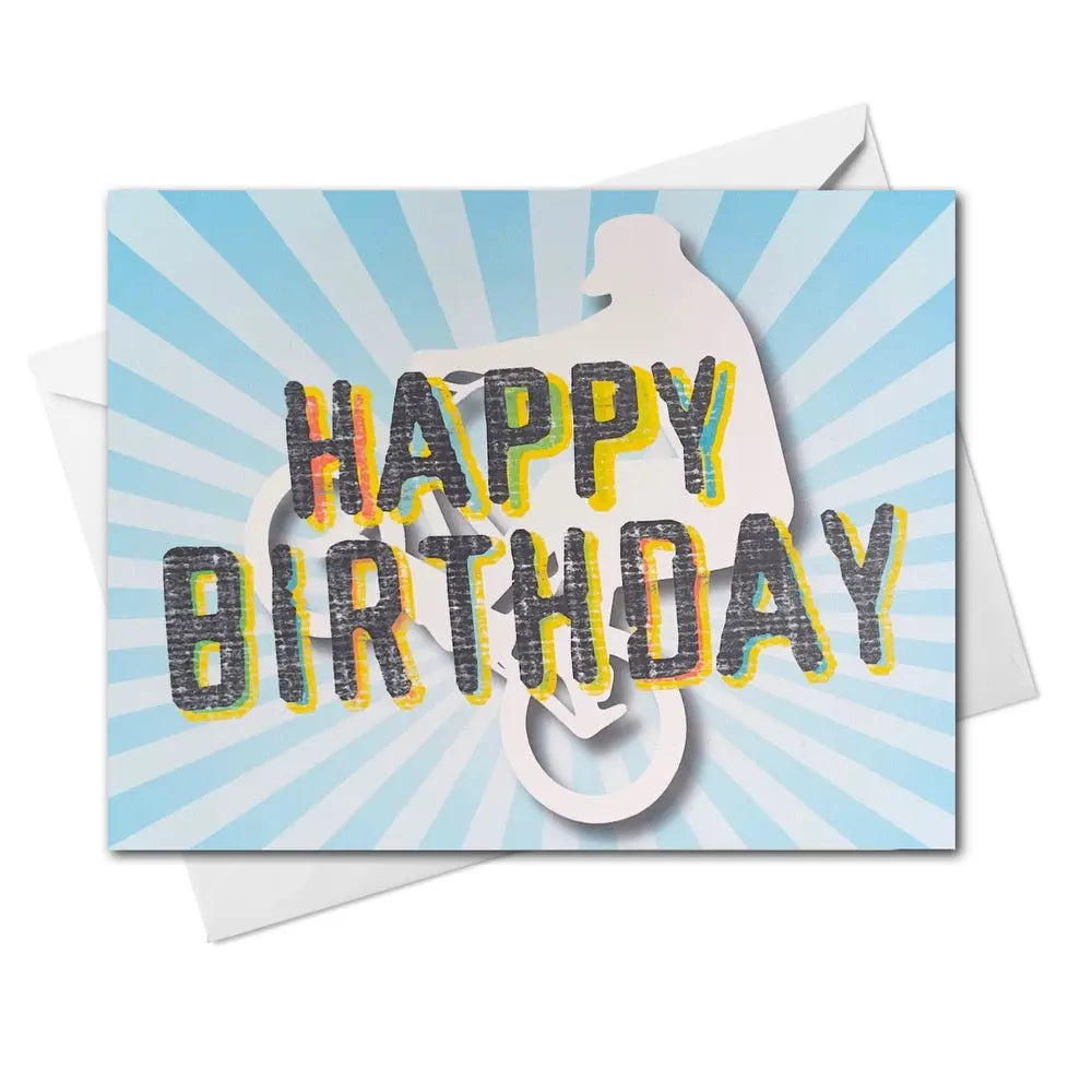 Happy Birthday BMX - GREETING CARD Blue Harvester Bikes