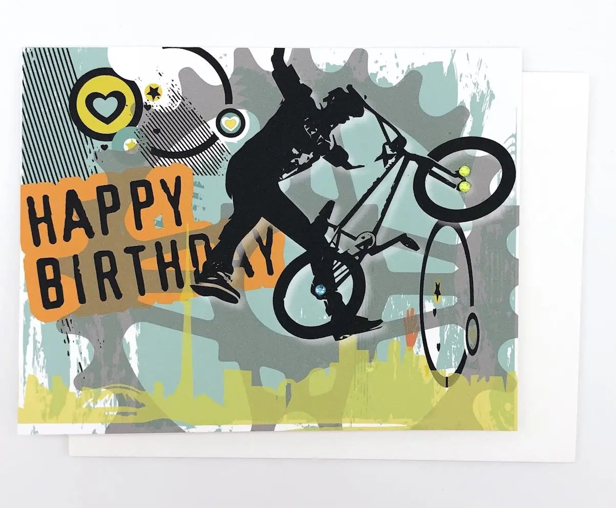 Happy Birthday BMX Tricks - GREETING CARD Harvester Bikes