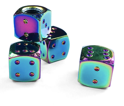 Oil Slick Dice Valve Caps (Sold in Pairs)