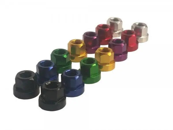 TNT ALUMINUM 3/8" (10mm) x 26TPI HUB AXLE NUTS (Pair) TNT