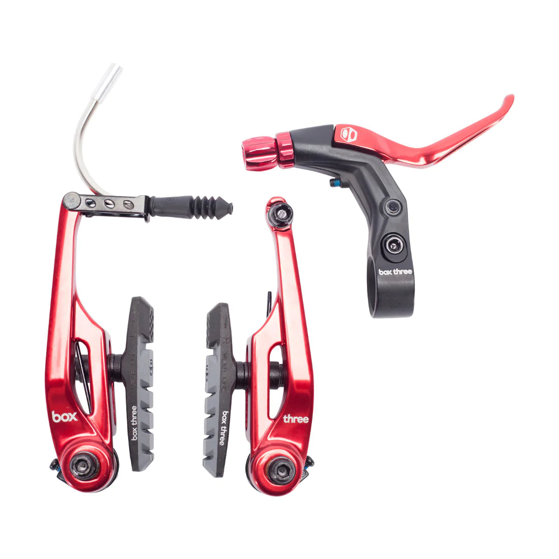 BOX THREE PRO V-BRAKE BMX KIT - LEVER+CABLE+CALIPER - LONG REACH (108MM)