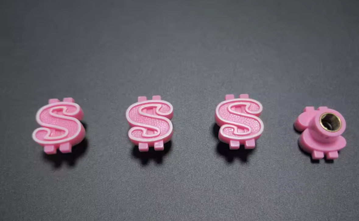 Gold Dollar Sign Valve Caps (pair)