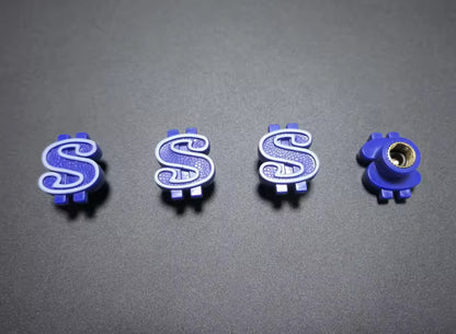 Gold Dollar Sign Valve Caps (pair)