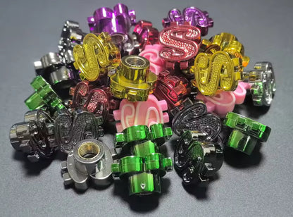 Gold Dollar Sign Valve Caps (pair)