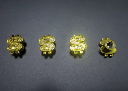 Gold Dollar Sign Valve Caps (pair)