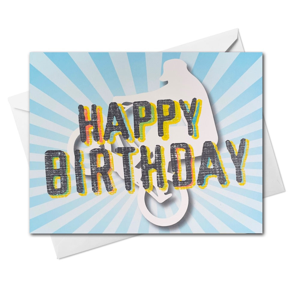 Happy Birthday BMX - GREETING CARD Blue