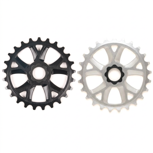 One black and one silver Cult sprocket